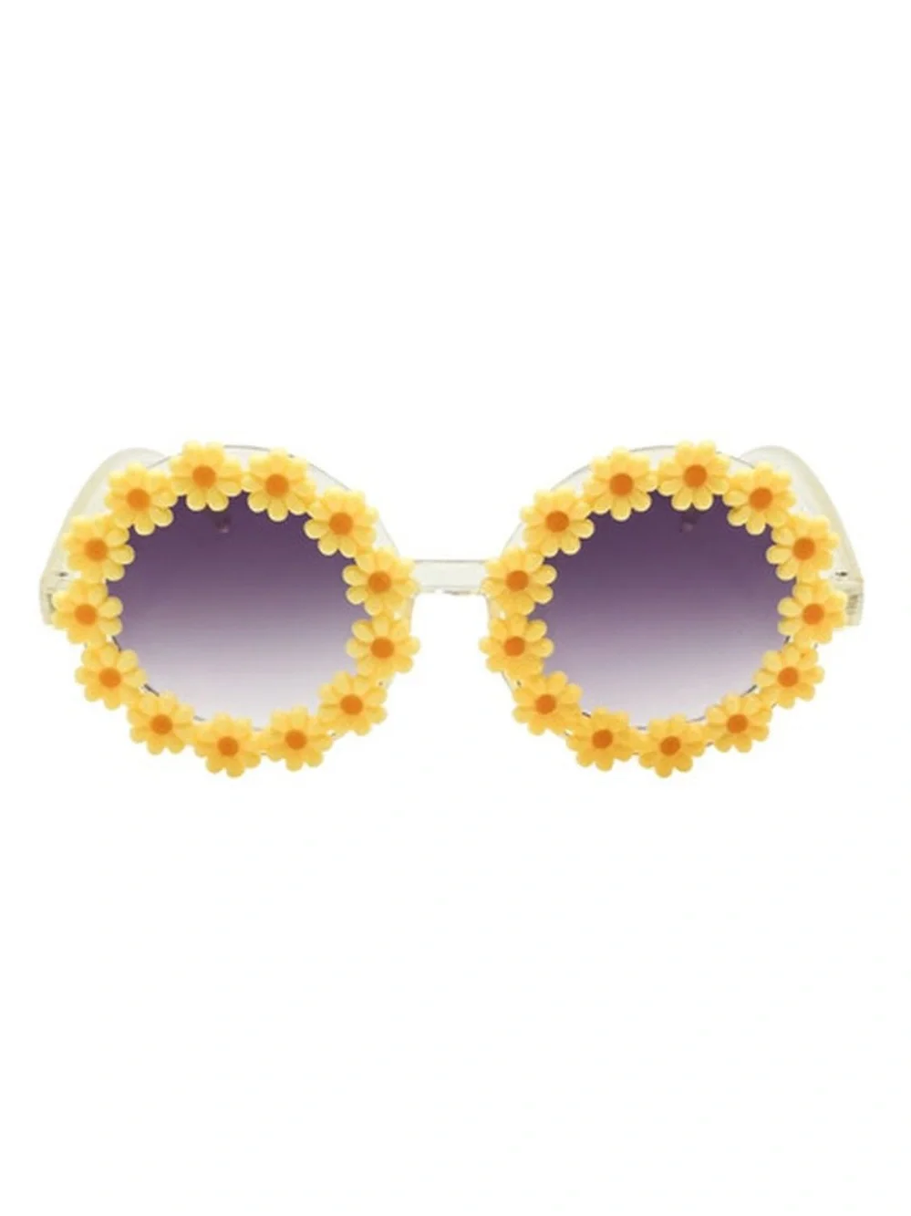 Yellow Floral Round Sunglasses - 100% UV Protection